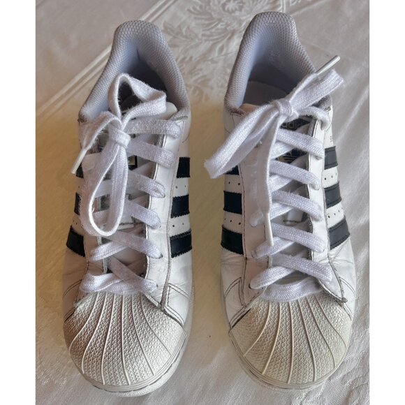 Adidas Superstar Sneakers Women’s Size 5.5 White Black Shoes - Picture 6 of 16